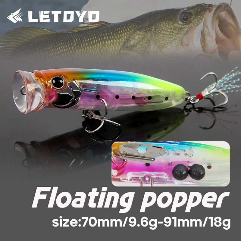 Fishing Lure Topwater - Letoyo 9.6g/18g flutuante popper isca topwater