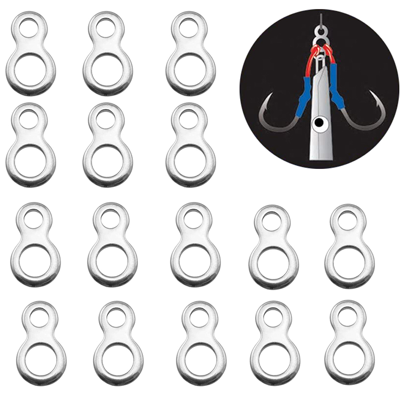 Fishing Lure Jig - 10-50Pcs Aço Inoxidável Pesca Sólida Anel
