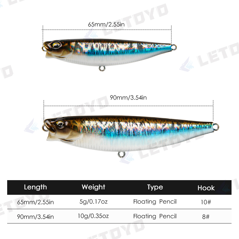 Letoyo 65mm 5g/90mm 10g lápis  - Fishing Lure Topwater avaliação e preço