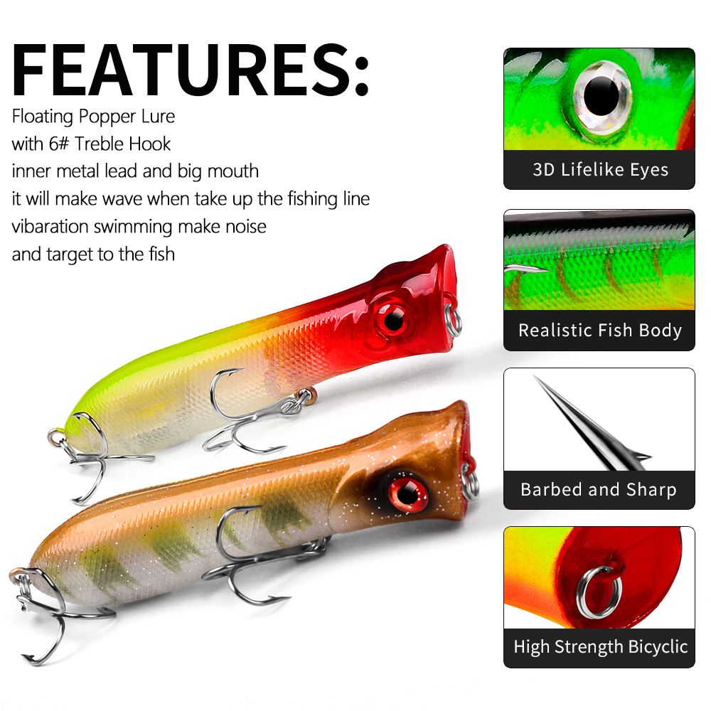 Topwater Popper Pesca em Água  - Fishing Lure Popper avaliação e preço