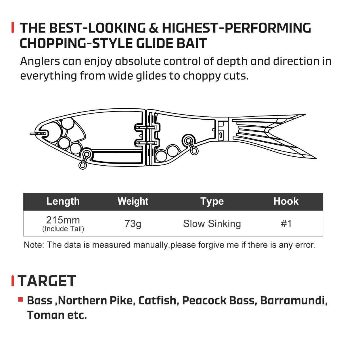Noeby 215mm 73gAmata Glide Swi - Fishing Lure Soft Plastic avaliação e preço
