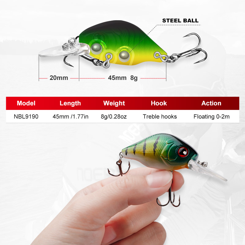 Noeby 45mm 8g crankbaits isca  - Fishing Lure Topwater avaliação e preço
